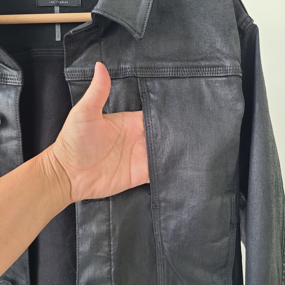 7 For All Mankind - Coated Denim Jacket, Large, Black - Picture 6 of 13